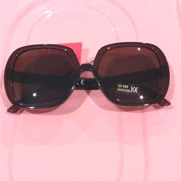 OVERSIZED SQUARE OVAL ROUND Brown Sunglasses GLAMOROUS - Picture 2 of 16